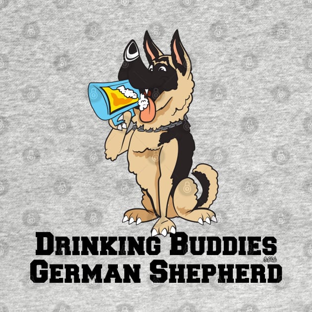 German Shepherd Dog Beer Drinking Buddies Series Cartoon by SistersRock